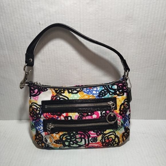 COACH Poppy Multicolor Scribble Graffiti Blossom Small Hobo Shoulder Bag Y2K New - Picture 2 of 16